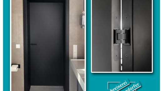Zimmertüre schwarz matt mit schwarzem Griff und Beschläge