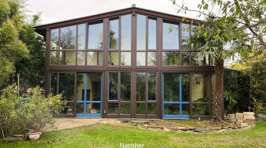 Wintergarten Renovierung rostiges Eisen/blau nachher