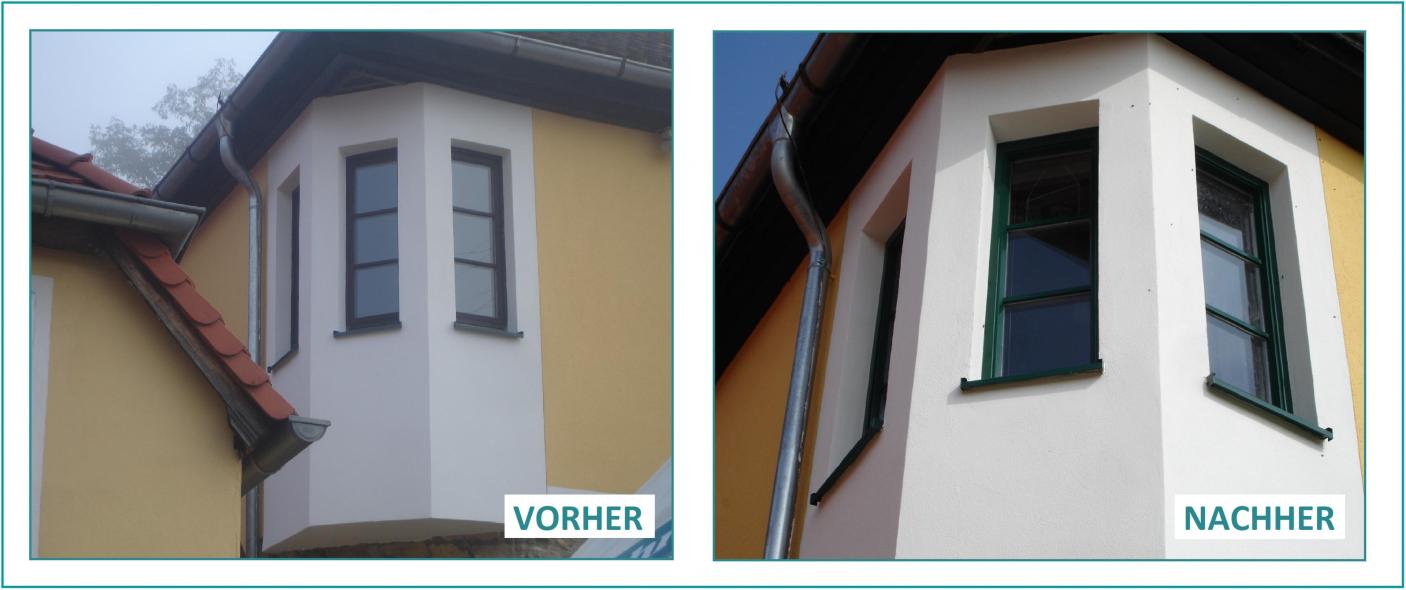 Vorher-Nachher dreier Fenster 