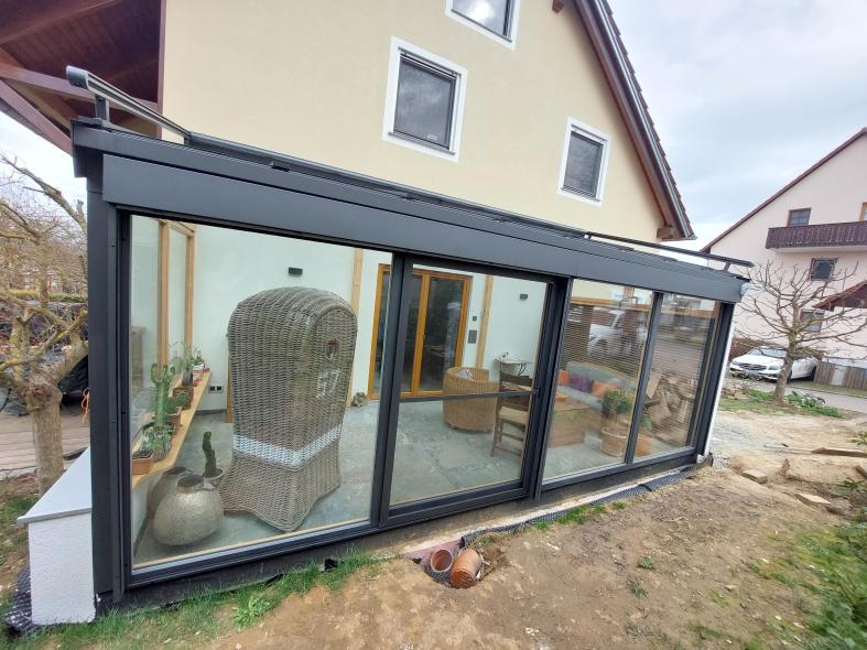 Wintergarten Holz-Alu grau neu