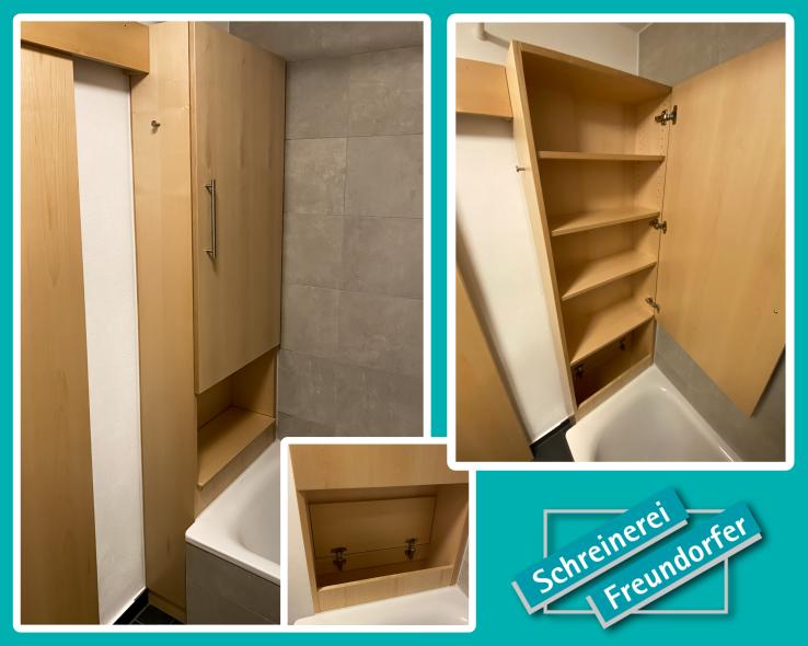 Einbauschrank Badezimmer kanadischer Ahorn furniert