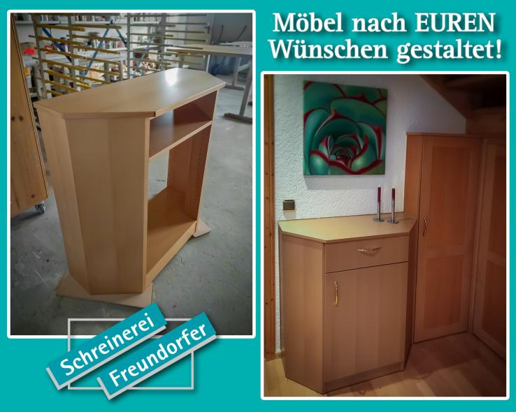 kleiner Schrank in Buche furniert und lackiert