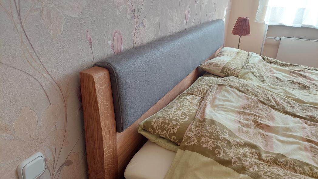 Kunstleder Einsatz grau für Bett Wildeiche2
