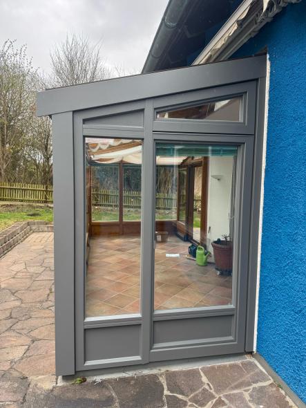 Wintergarten Holz-Alu Renovierung grau RAL 9007 fs 3