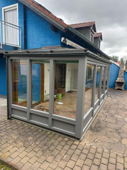 Wintergarten Holz-Alu Renovierung grau RAL 9007 fs 4