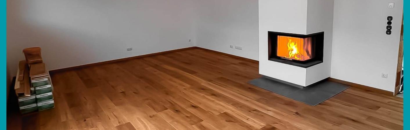 Echtholz Parkett Ast Eiche Äste und Risse schwarz gespachtelt fertig